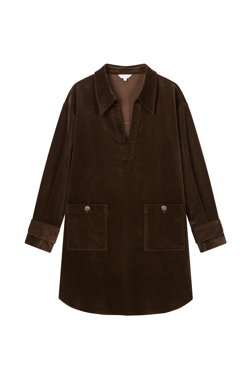 Abby Corduroy Dress - Brown - Image 9