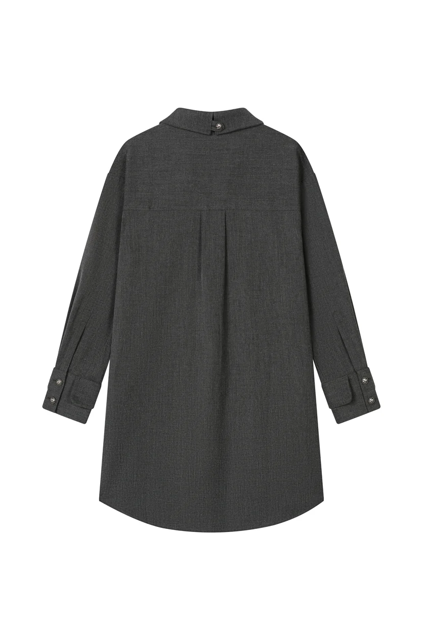 Abby Wool Blend Dress - Charcoal - Image 12