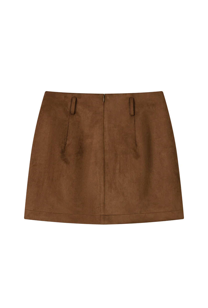 Ashton Mini Suede Skirt - Caramel - Image 10