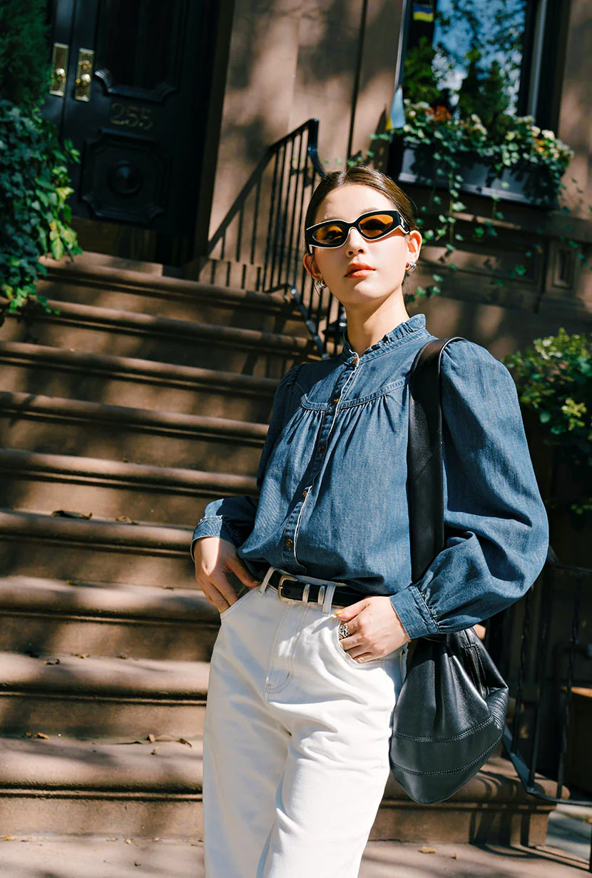 Bethany Denim Blouse - Indigo - Image 3