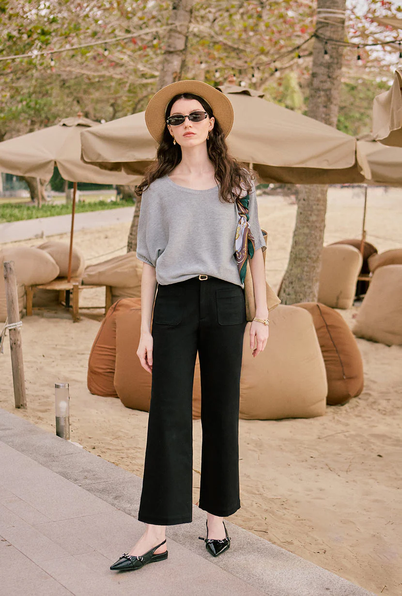 Billy Cropped Wide-Leg Denim Jeans - Black - Image 4