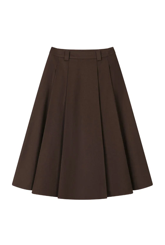 Blake Wool Blend Skirt - Chocolate - Image 7
