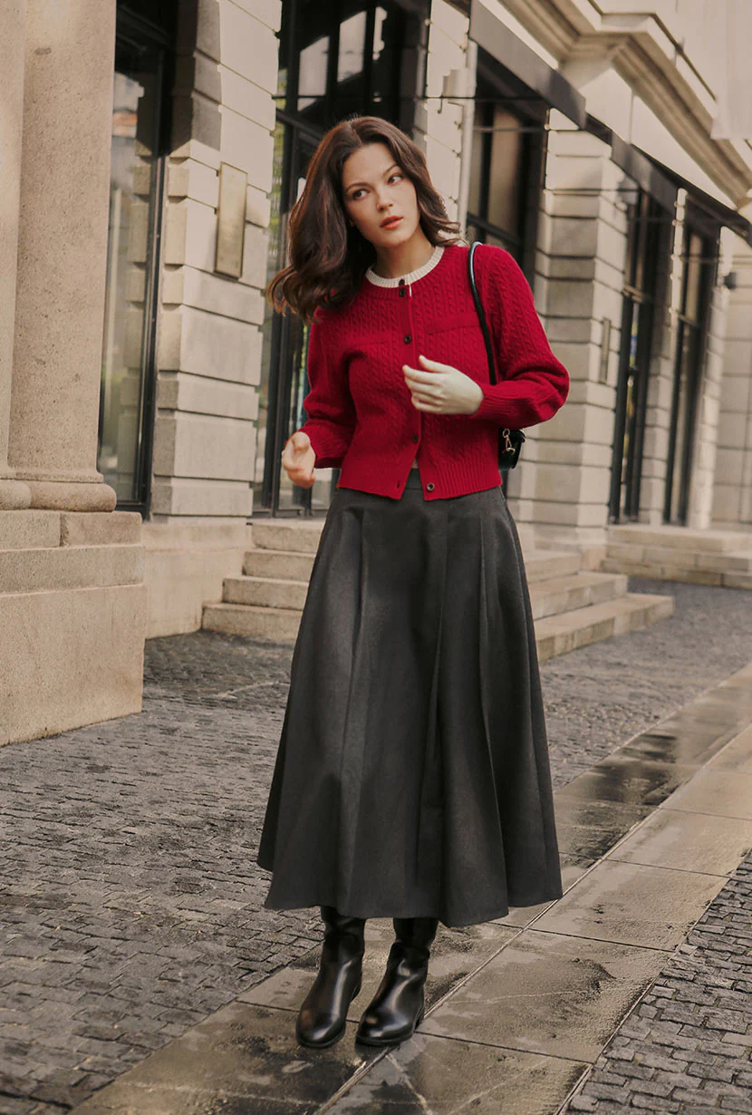 Blake Wool Blend Skirt - Grey - Image 3