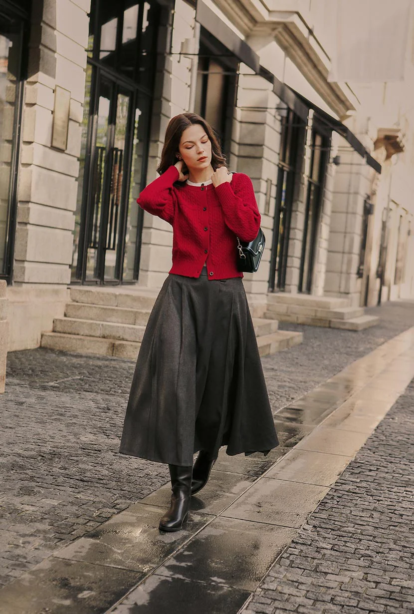 Blake Wool Blend Skirt - Grey - Image 4