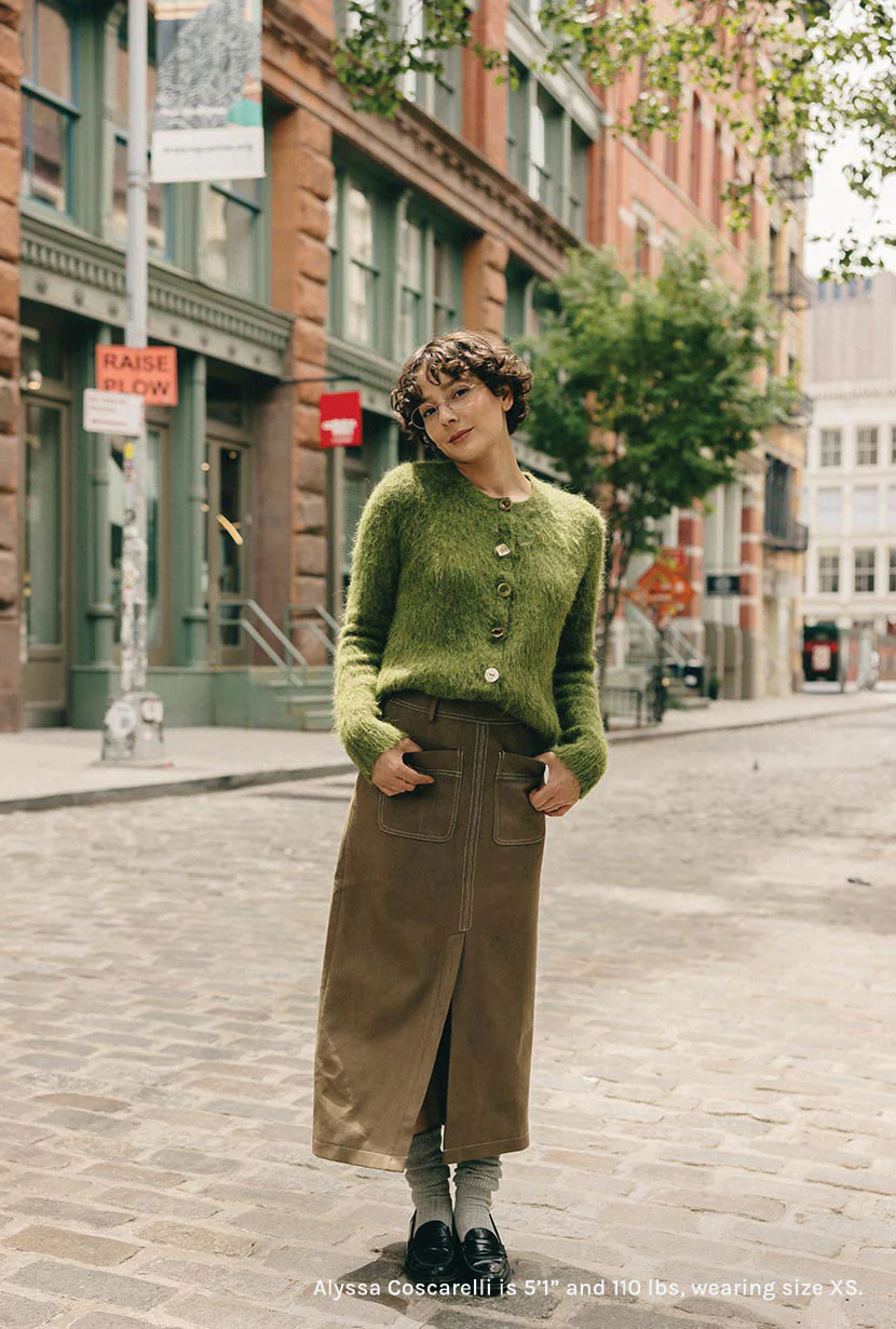 Brayden Alpaca Cardigan - Olive Green - Image 4