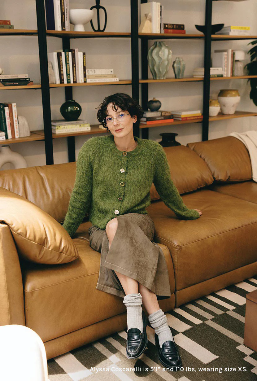 Brayden Alpaca Cardigan - Olive Green - Image 8