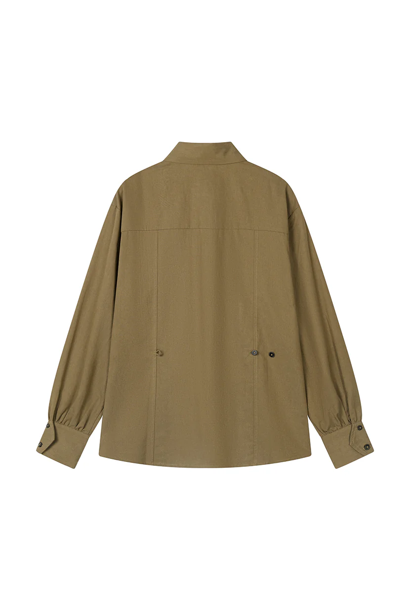 Brenda Cotton Blend Shirt - Olive Brown - Image 9