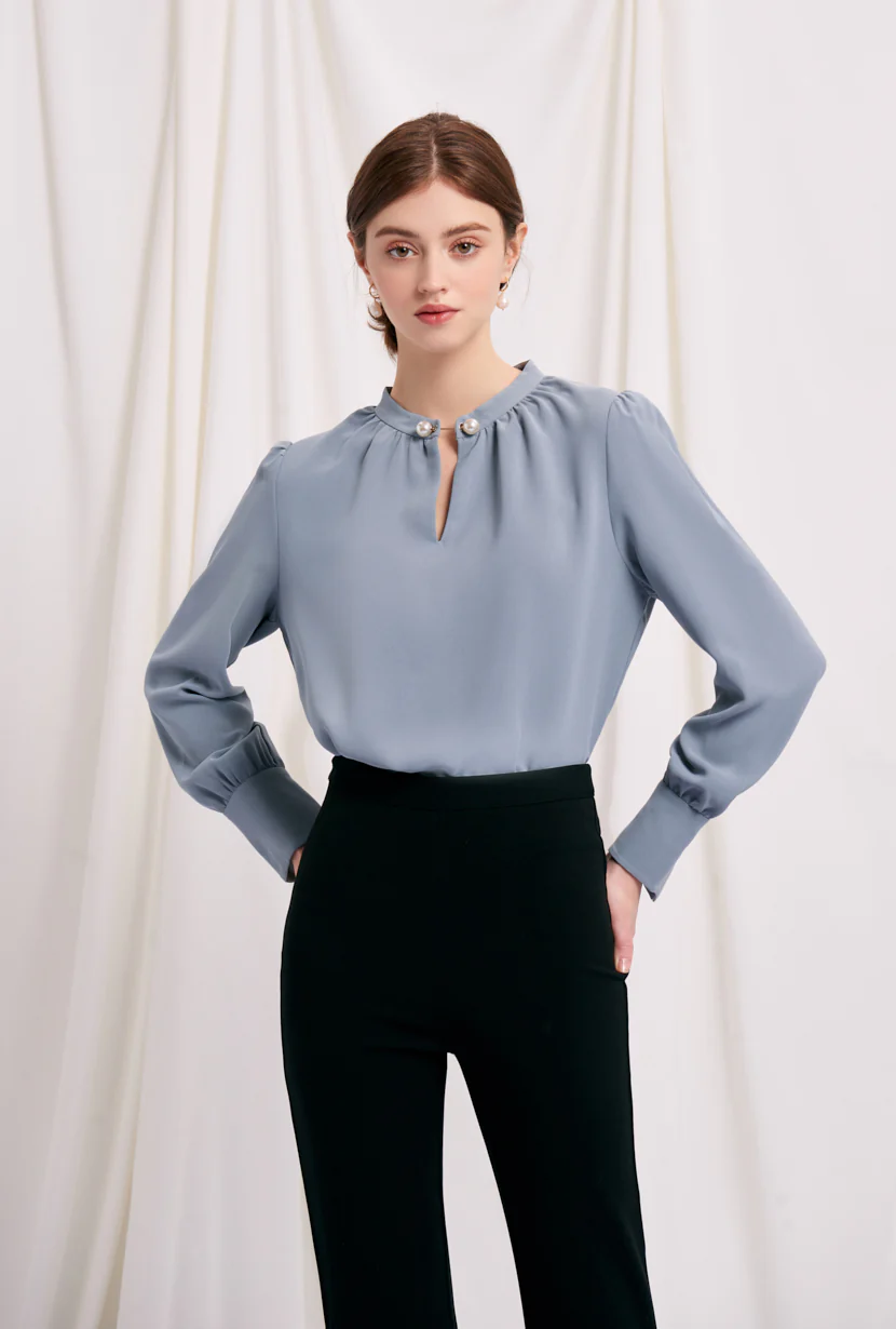 Buvette Pearl Blouse - Dusty Blue - Image 5