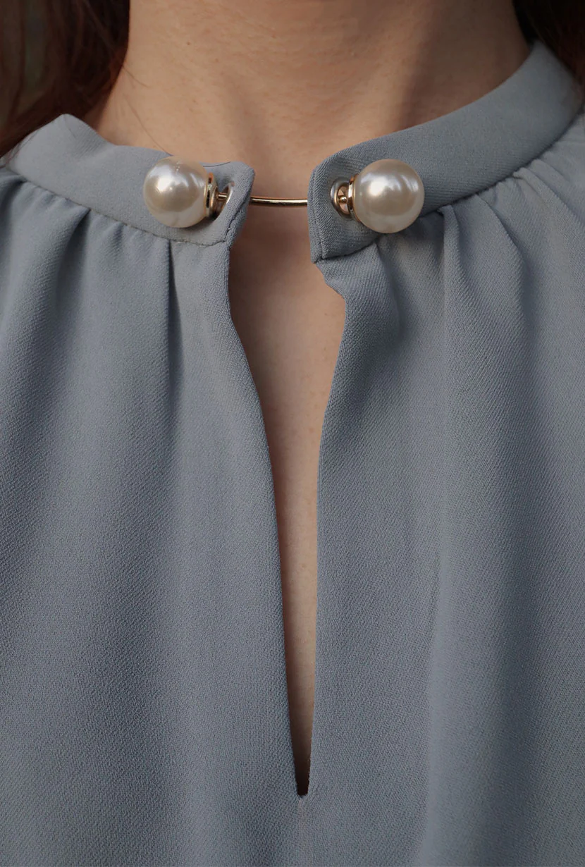 Buvette Pearl Blouse - Dusty Blue - Image 6