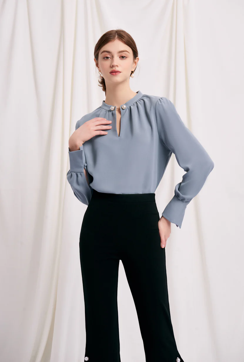 Buvette Pearl Blouse - Dusty Blue - Image 8