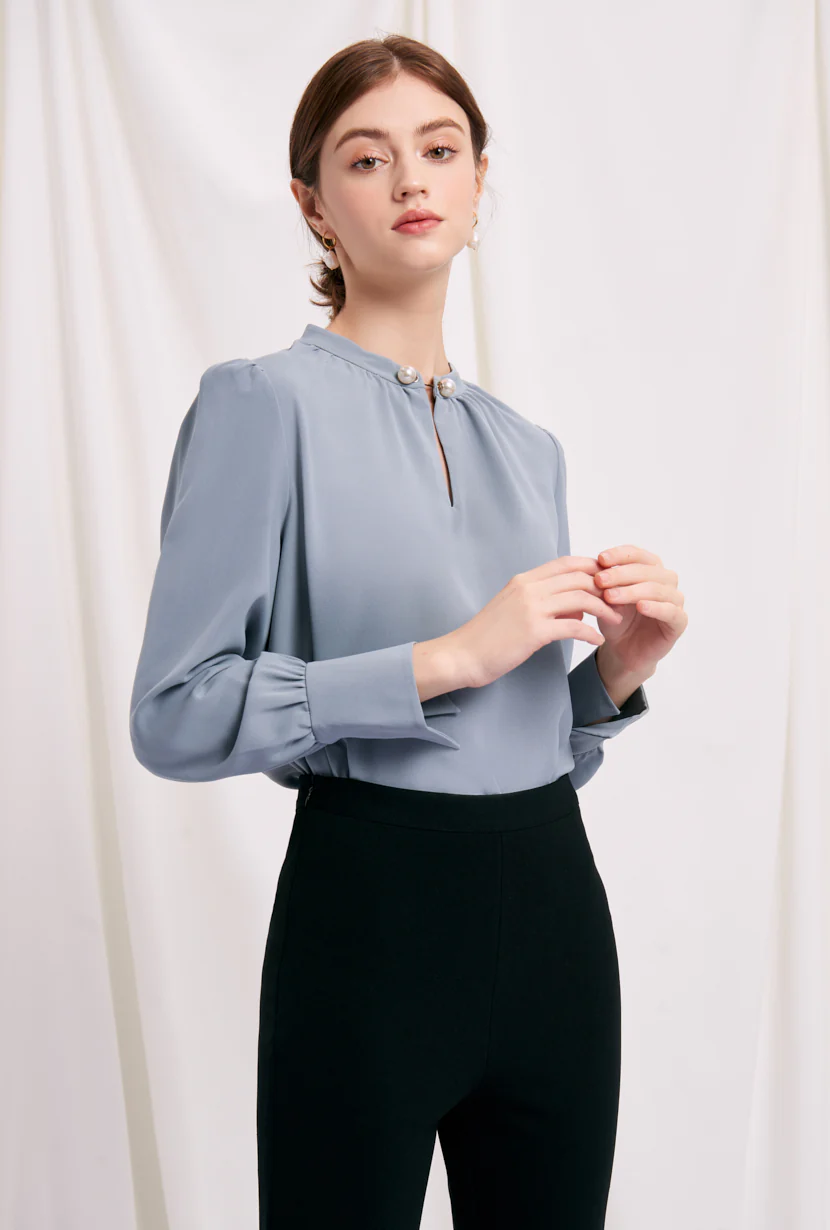 Buvette Pearl Blouse - Dusty Blue - Image 9