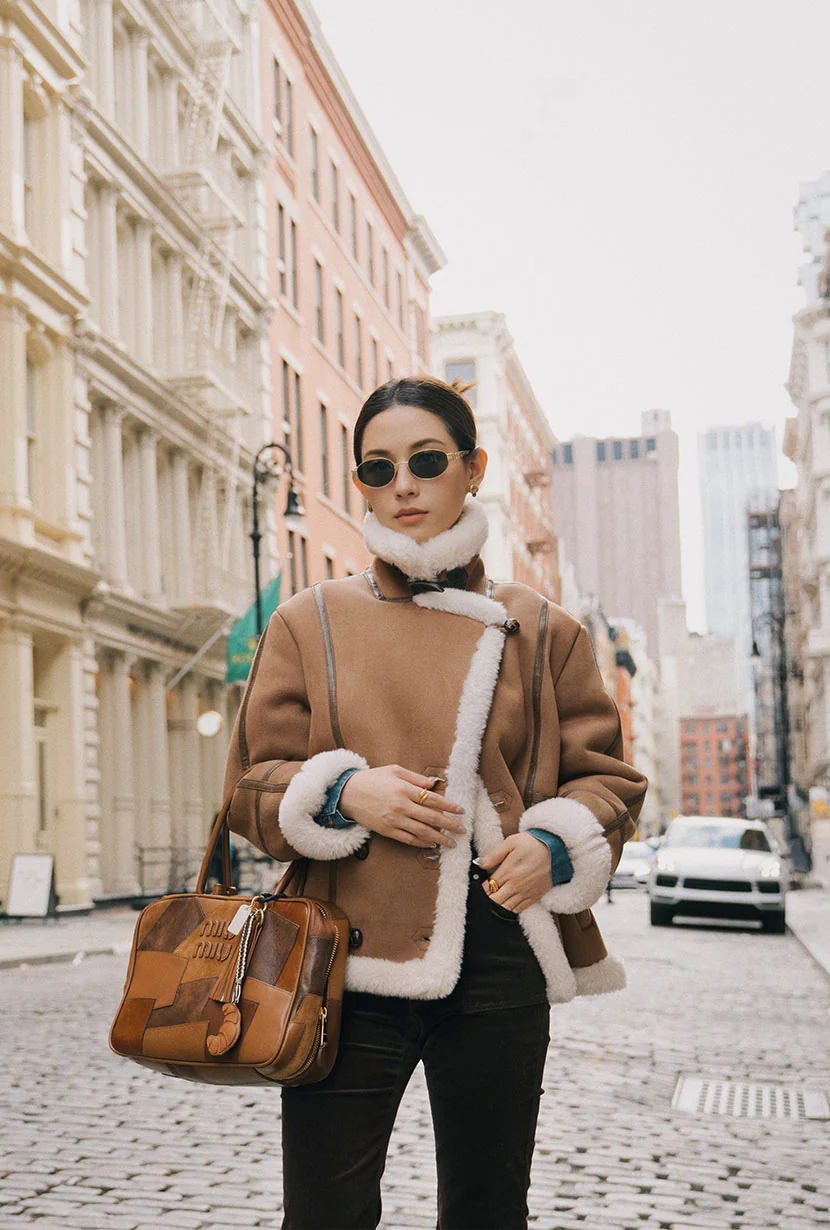 Callen Suede and Fur Faux Shearling Coat - Tawny - Image 10