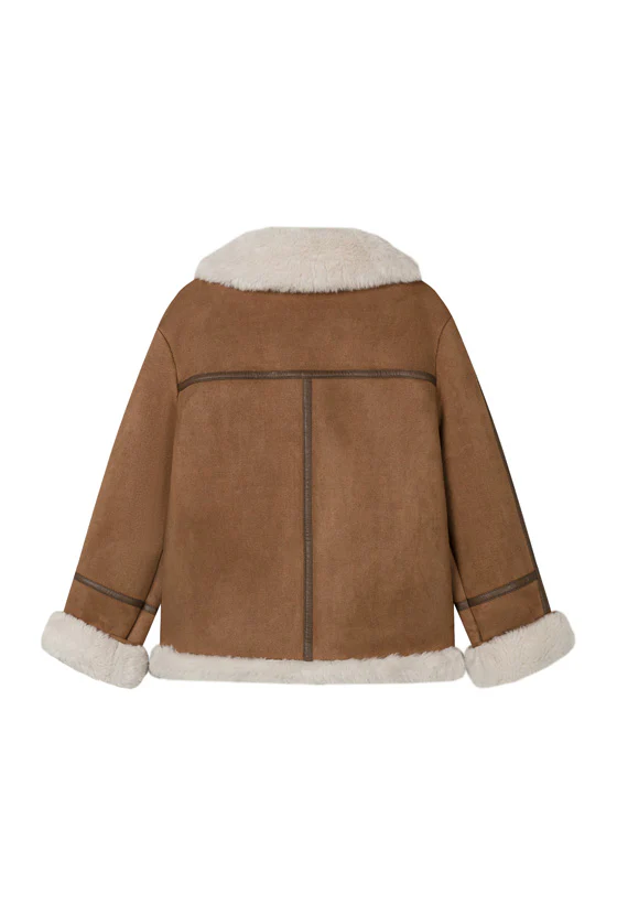 Callen Suede and Fur Faux Shearling Coat - Tawny - Image 15