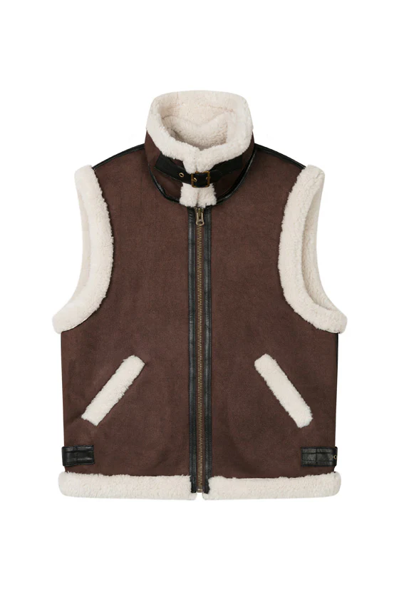 Camilla Shearling Vest Jacket - Chocolate - Image 8