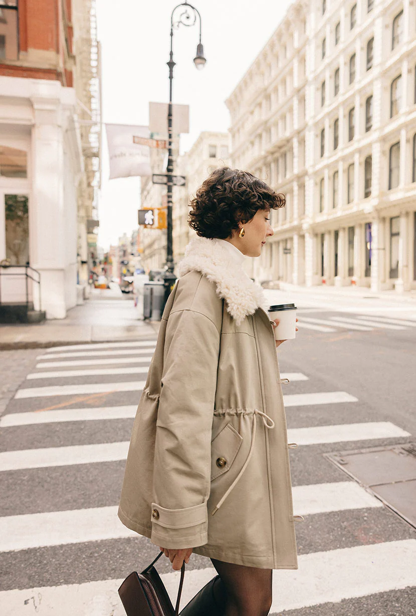 Candice Faux Fur Parka Coat - Sand - Image 3