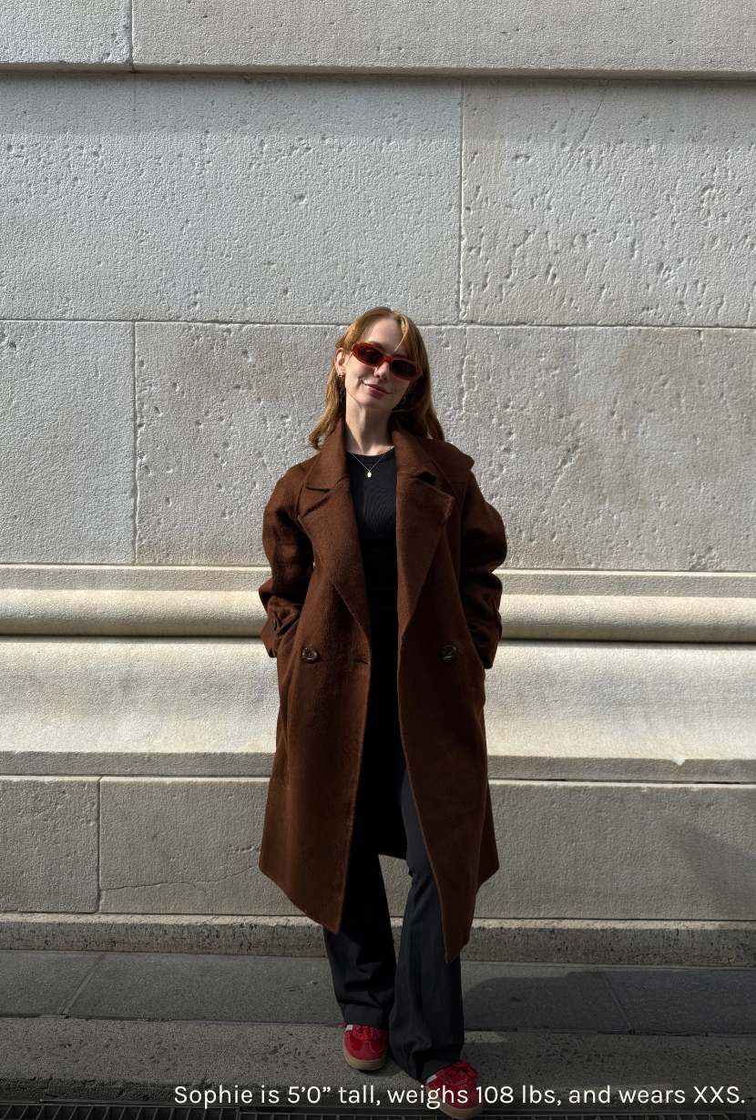 Carina Wool & Silk Scarf Coat - Chocolate - Image 4