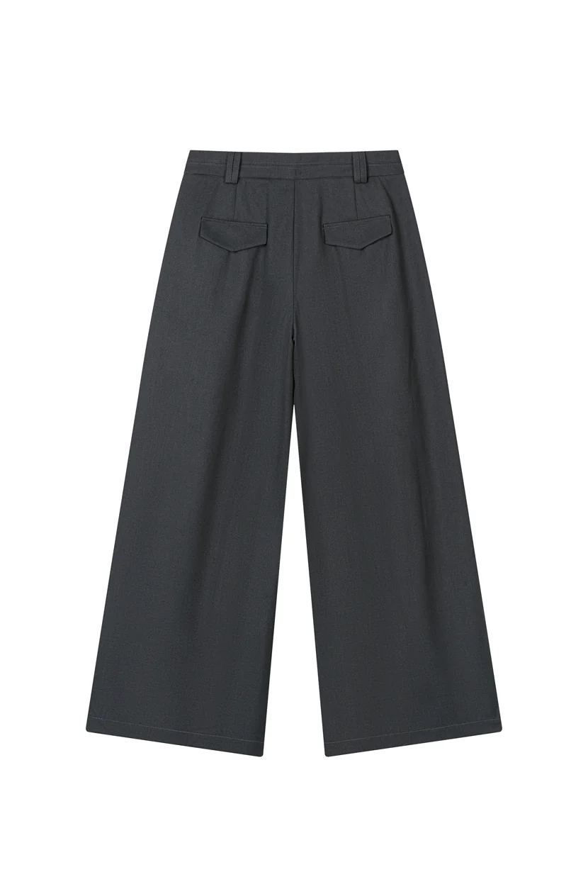 Carlo Wool Blend Wide Pants - Grey - Image 9