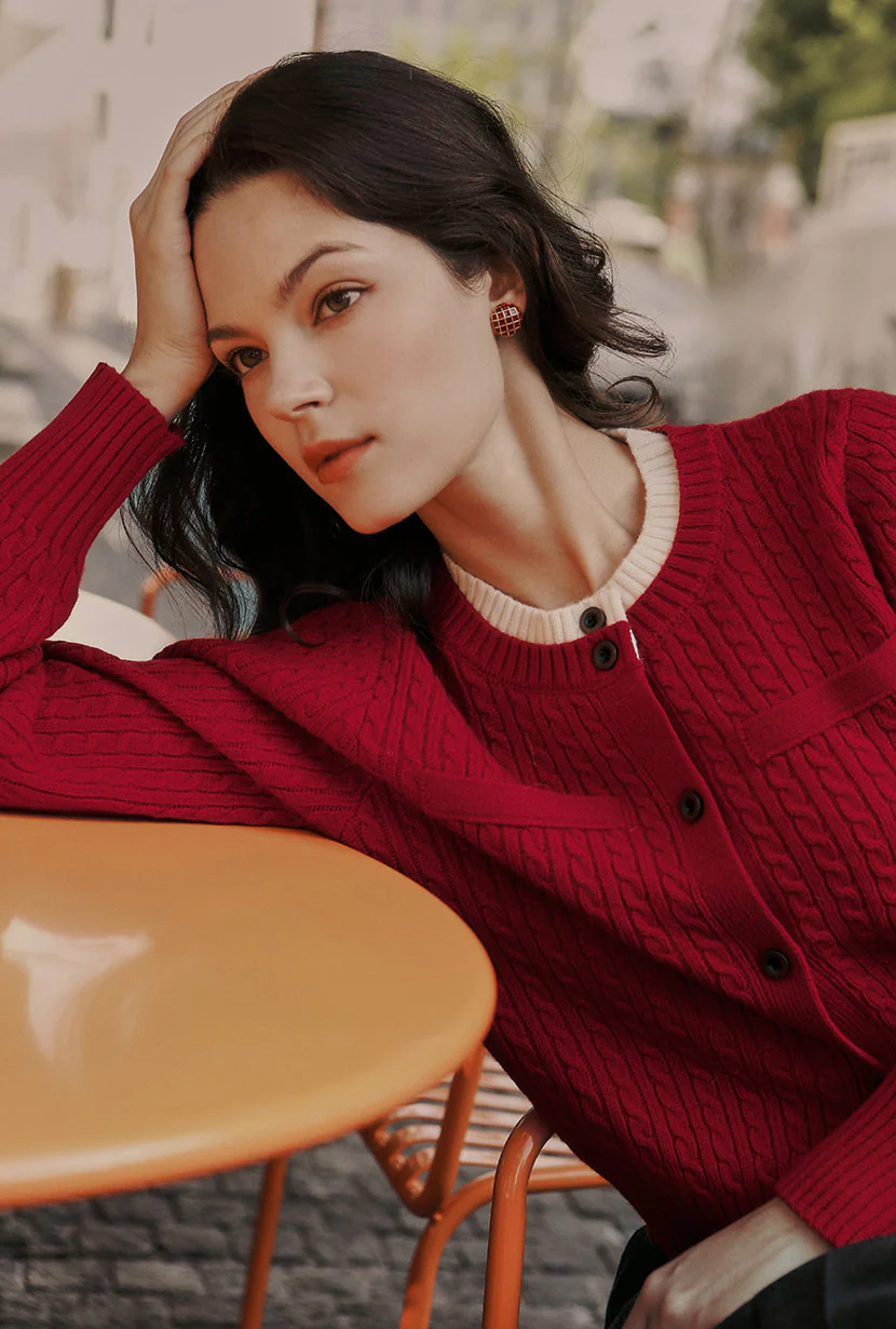Carmina Wool Cardigan - Red - Image 5