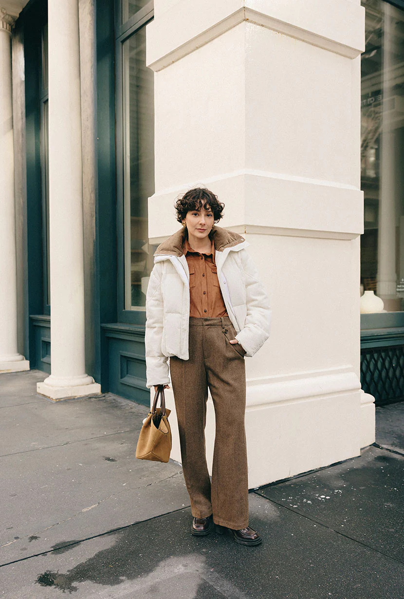 Carter Corduroy Down Jacket - Ivory - Image 6
