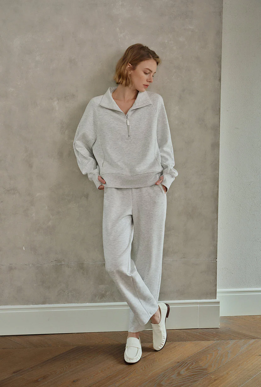 Cassie Cotton Sweat Pullover - Heather White - Image 3