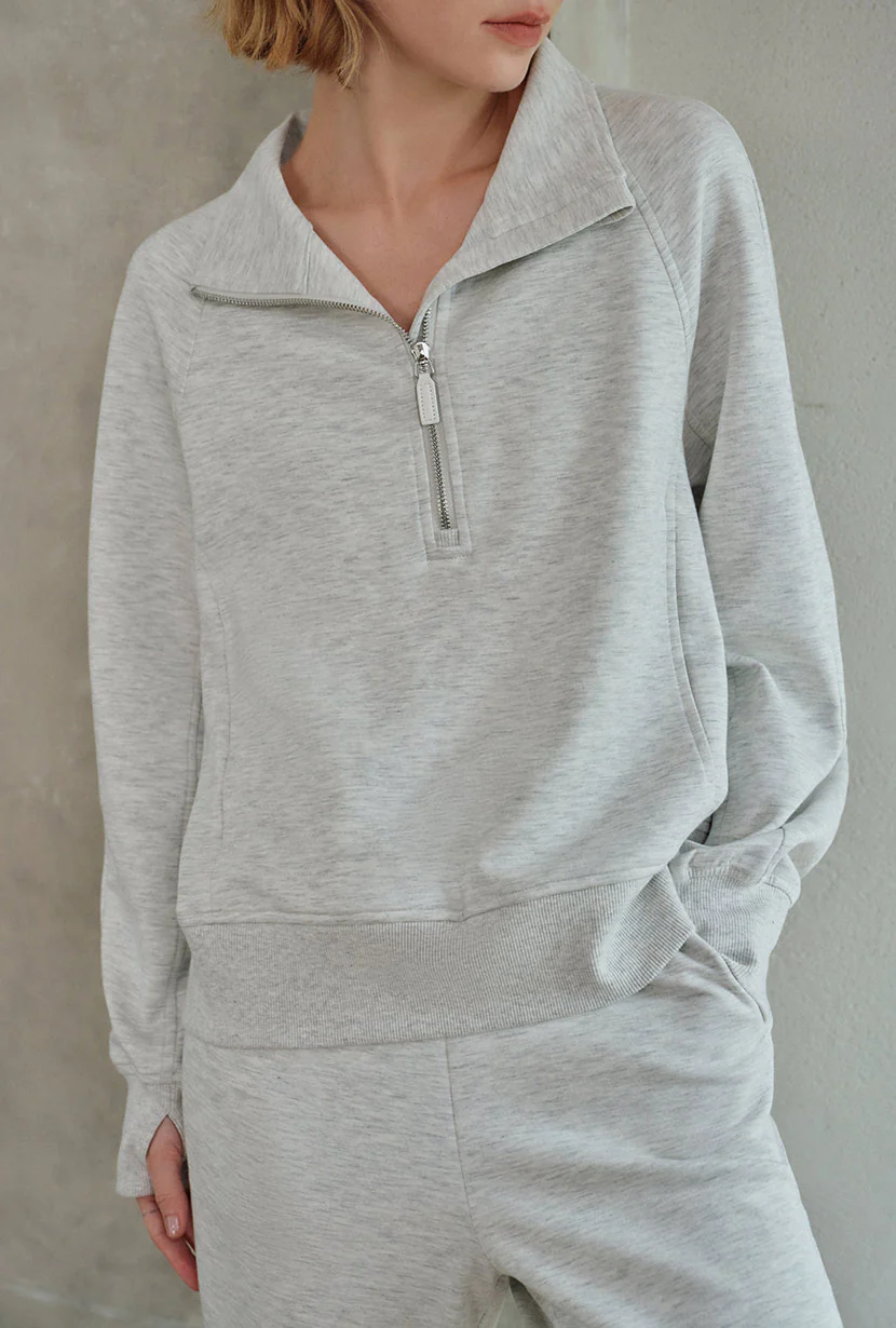 Cassie Cotton Sweat Pullover - Heather White - Image 4