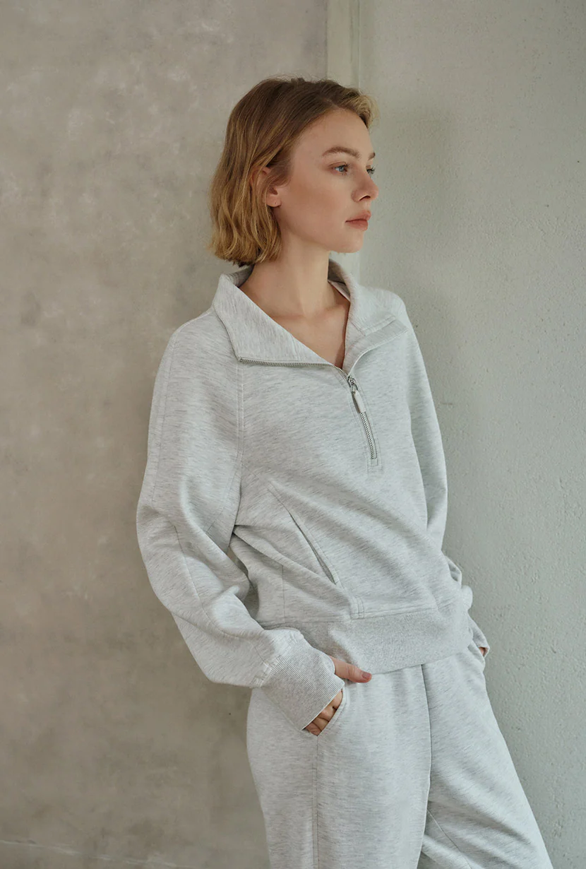 Cassie Cotton Sweat Pullover - Heather White - Image 5