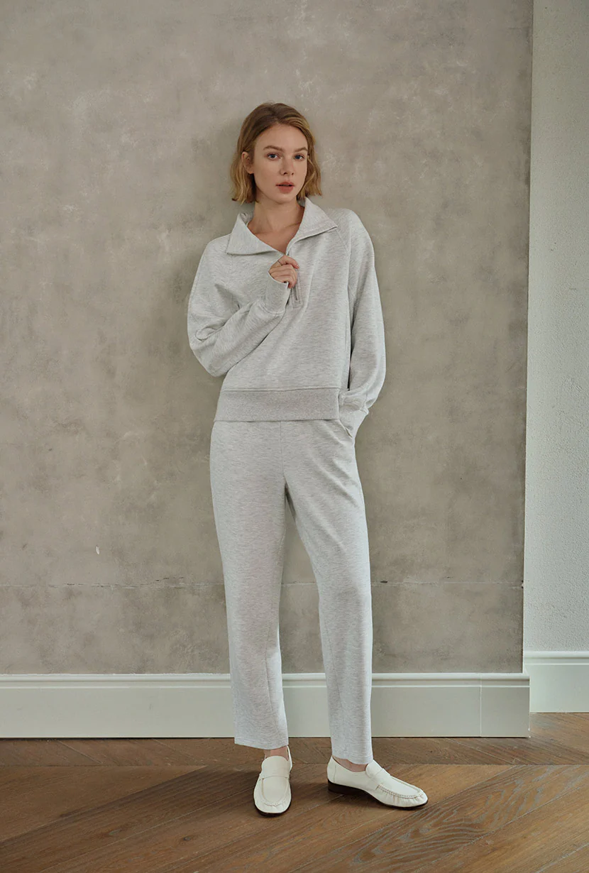 Cassie Cotton Sweat Pullover - Heather White - Image 6