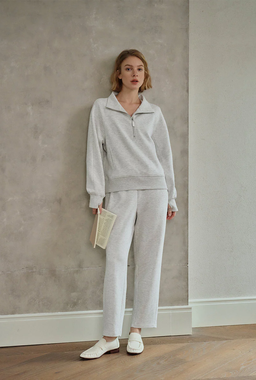 Cassie Cotton Sweat Pullover - Heather White - Image 7