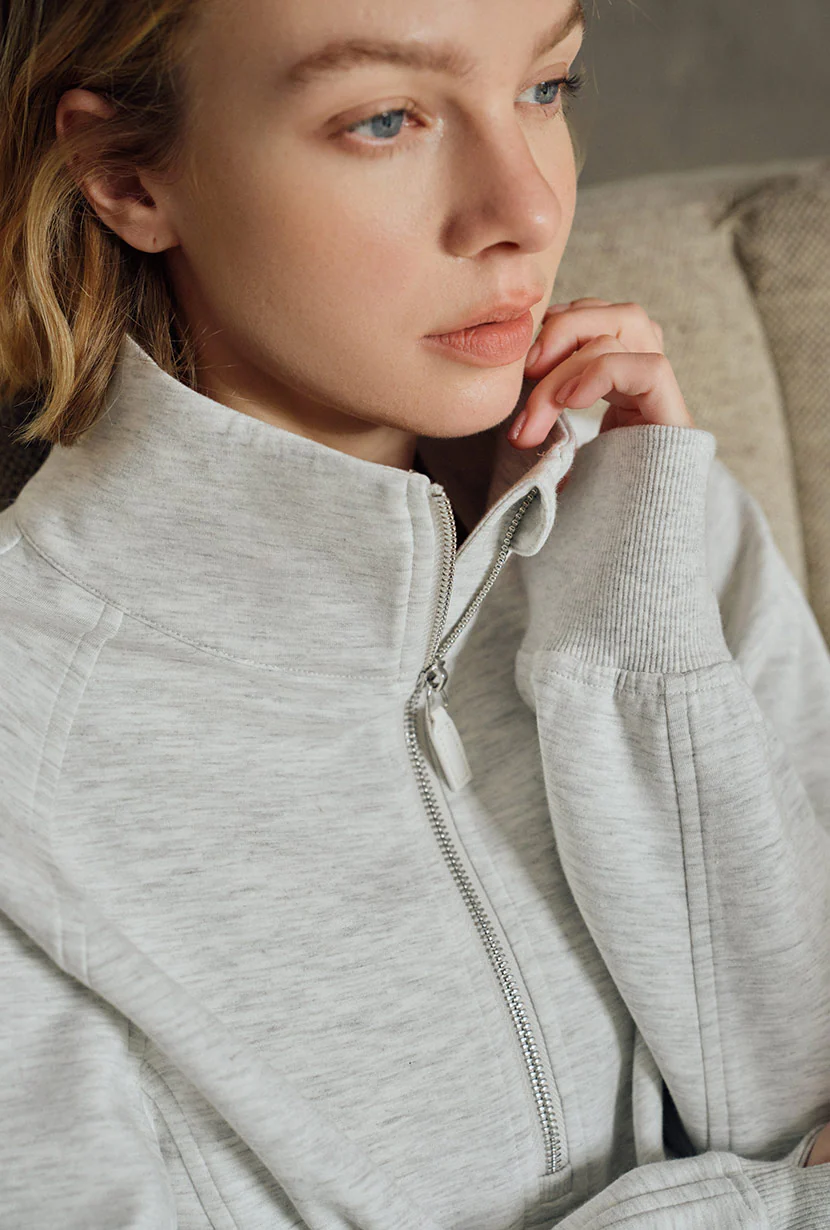 Cassie Cotton Sweat Pullover - Heather White - Image 8