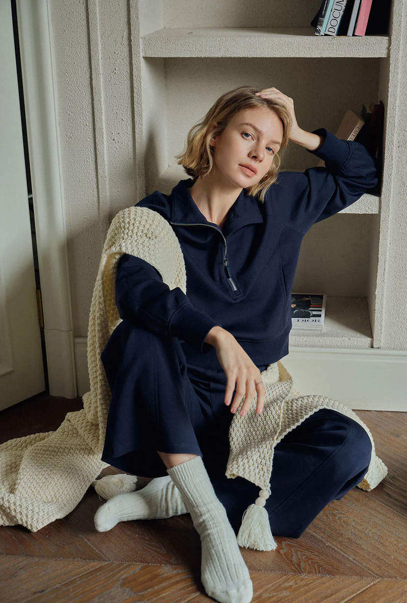 Cassie Cotton Sweat Pullover - Navy - Image 4