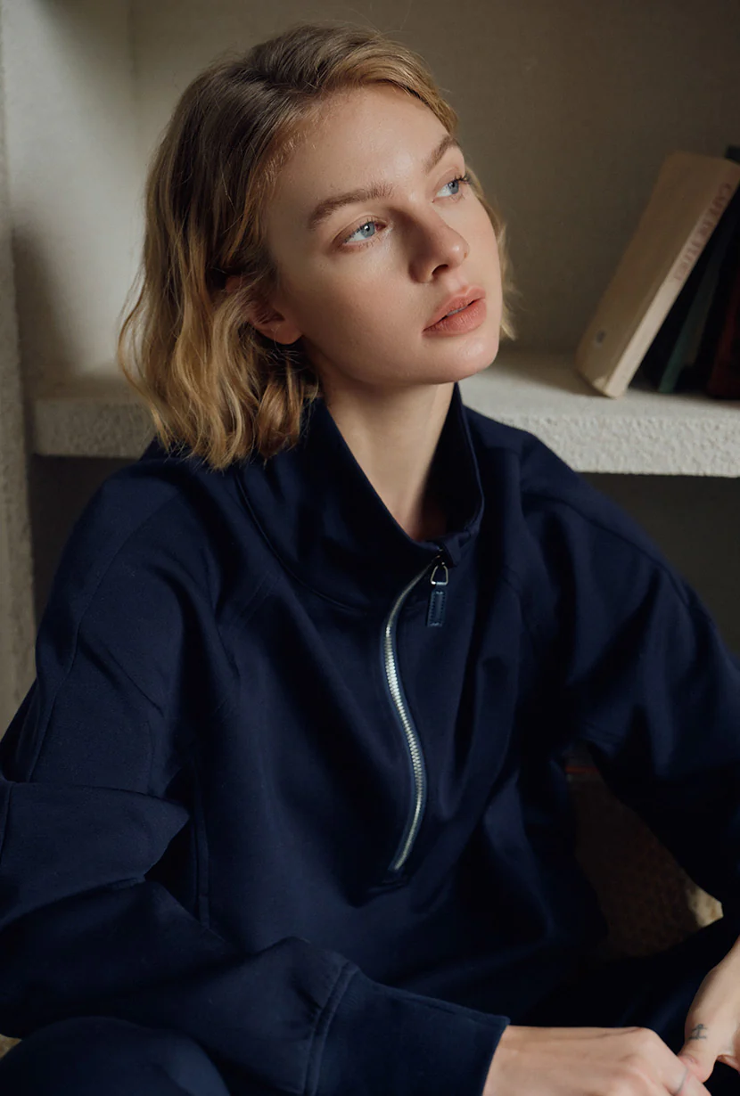 Cassie Cotton Sweat Pullover - Navy - Image 5