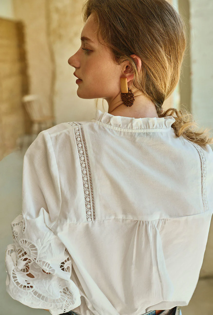 Chandler Cotton Blouse - Ivory - Image 10