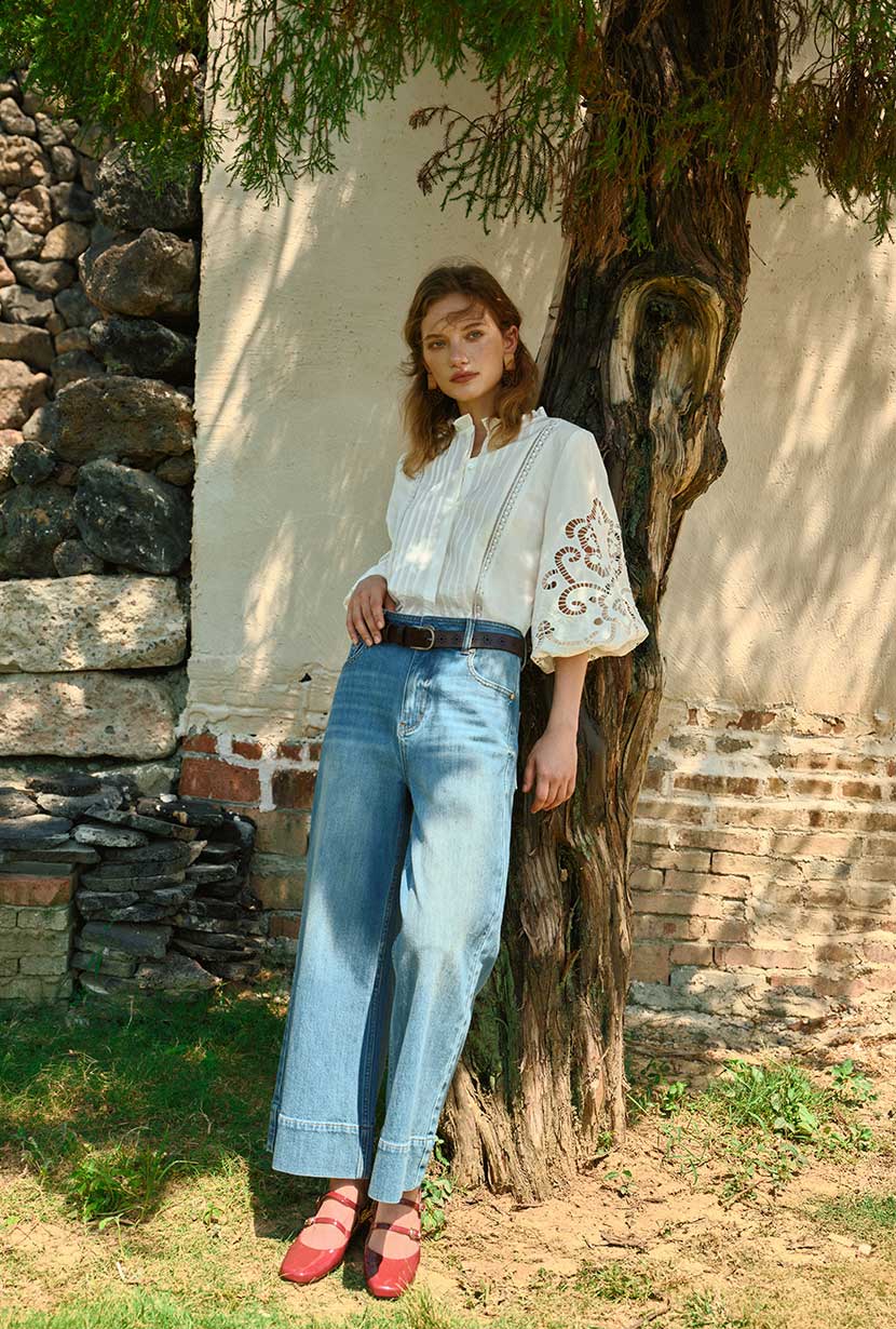 Chandler Cotton Blouse - Ivory - Image 3