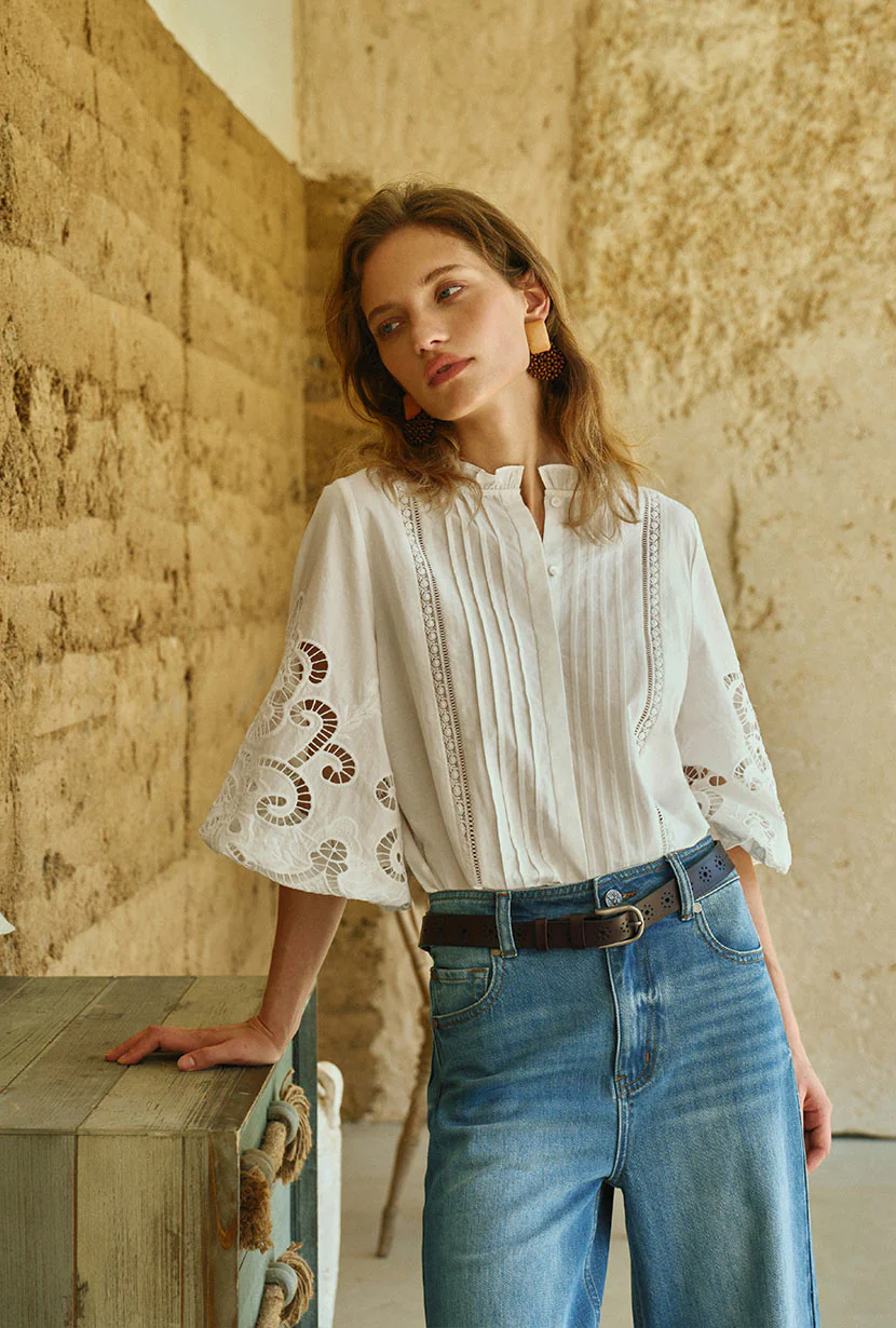 Chandler Cotton Blouse - Ivory - Image 4