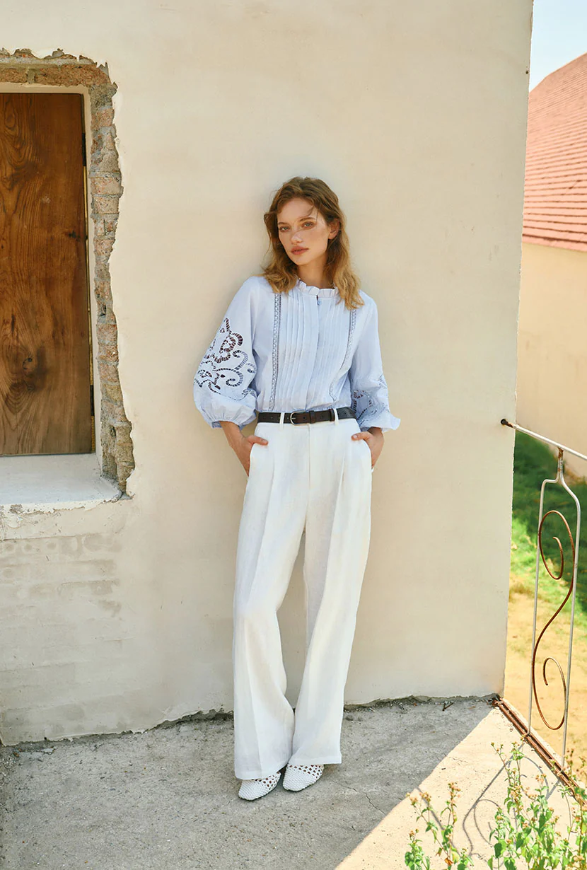 Chandler Cotton Blouse - Sky - Image 8