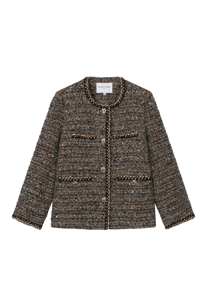 Charmaine Oversized Wool Tweed Coat - Charcoal - Image 8