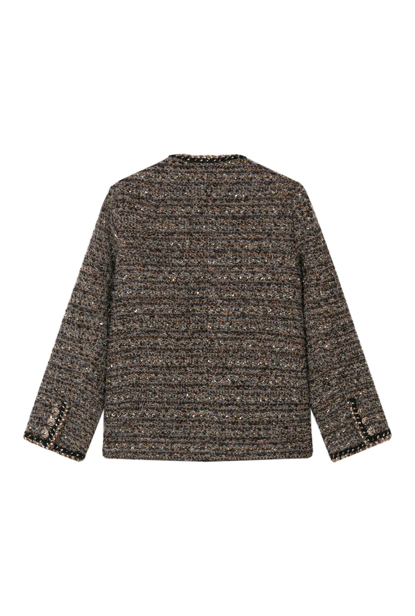 Charmaine Oversized Wool Tweed Coat - Charcoal - Image 9