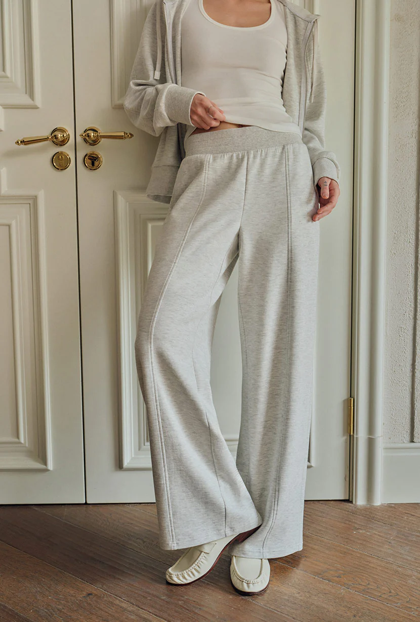 Chase Cotton Straight Leg Pants - Heather White - Image 3
