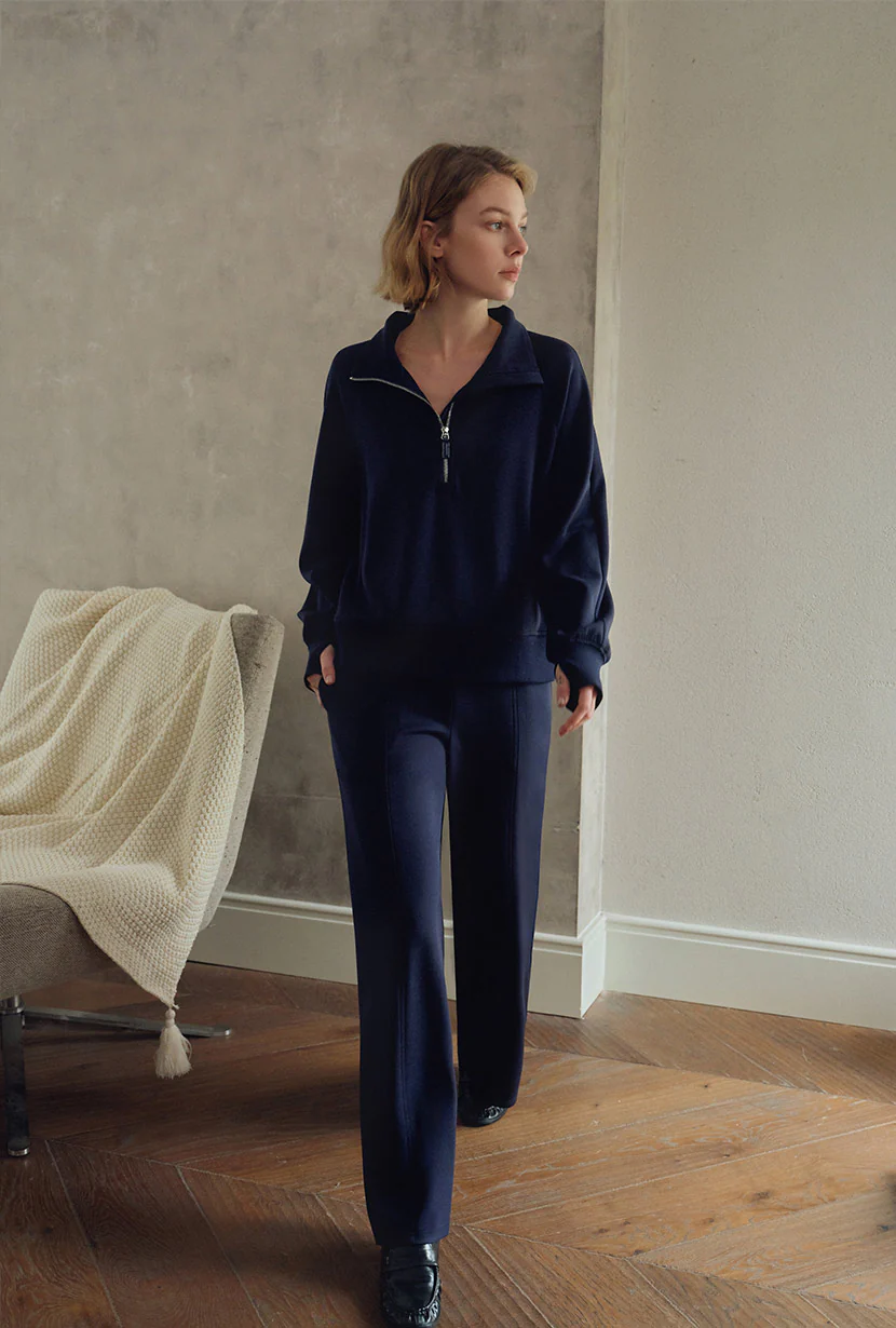 Chase Cotton Straight Leg Pants - Navy - Image 3