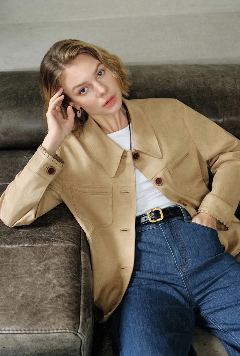 Chiara Suede Jacket - Camel - Image 4