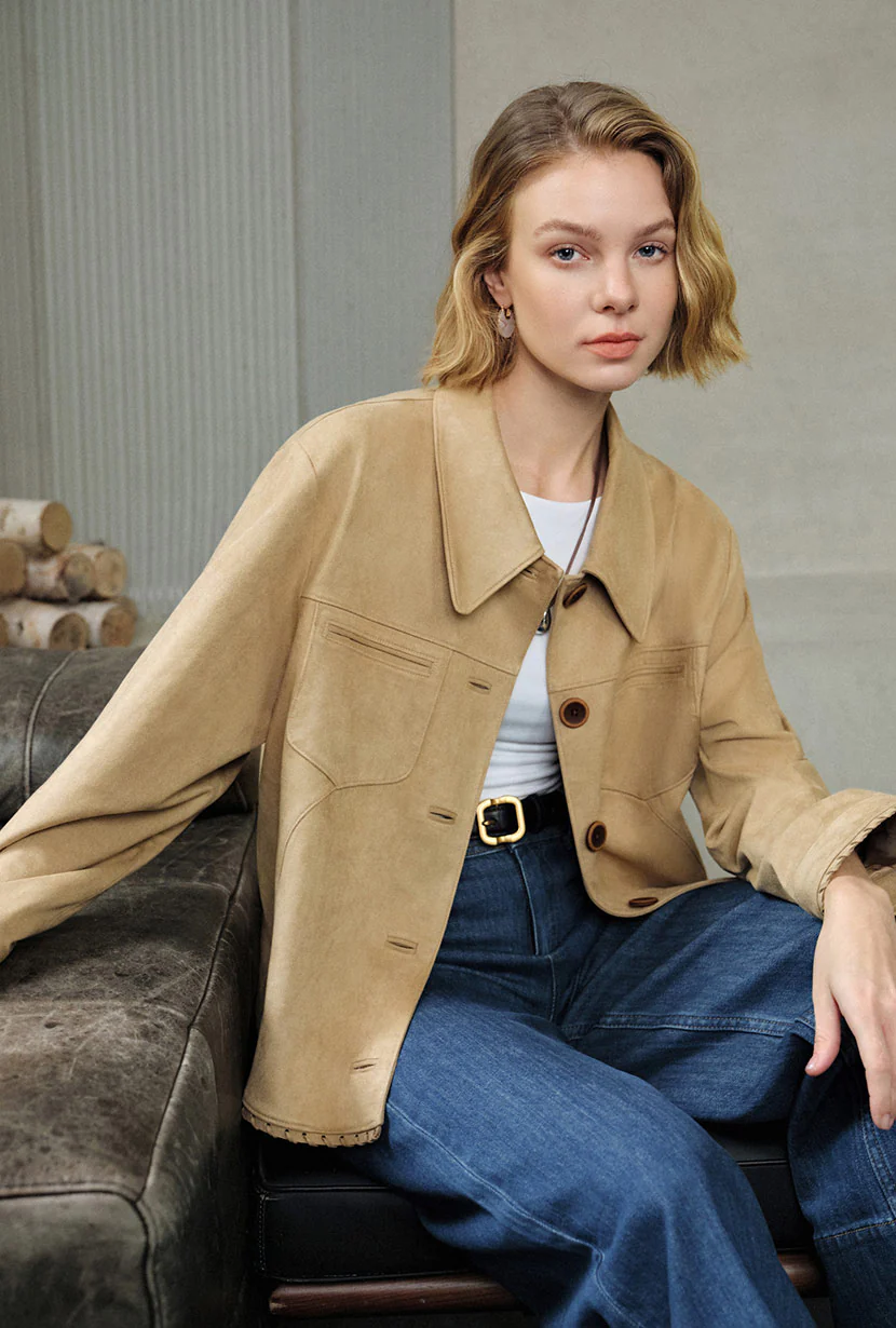 Chiara Suede Jacket - Camel - Image 5