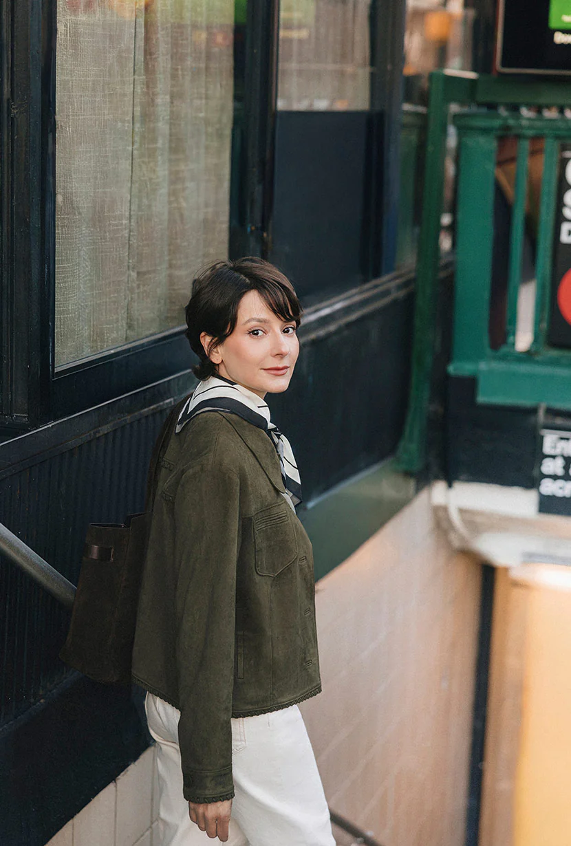 Chiara Suede Jacket - Deep Olive - Image 6
