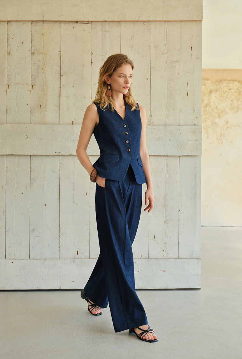 Circe Cotton Pants - Indigo - Image 4