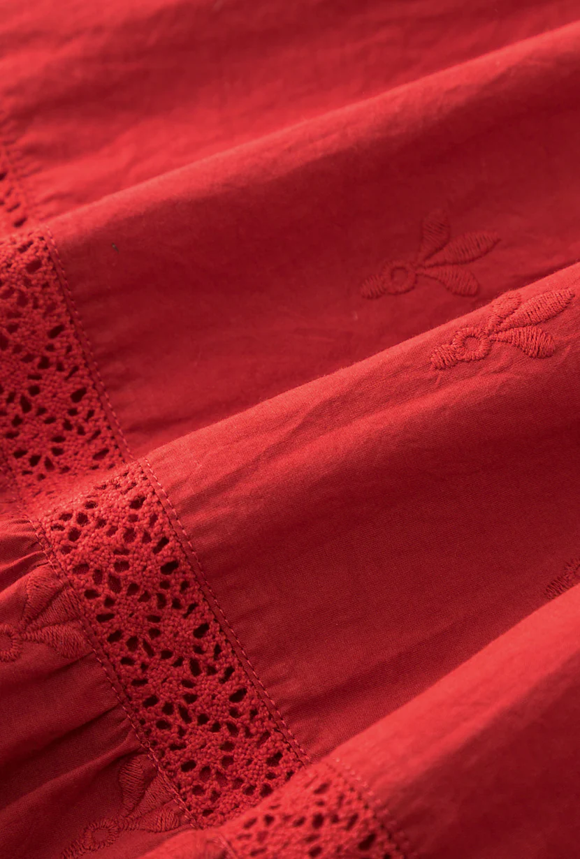 Clarabel Cotton Midi Dress - Red - Image 15