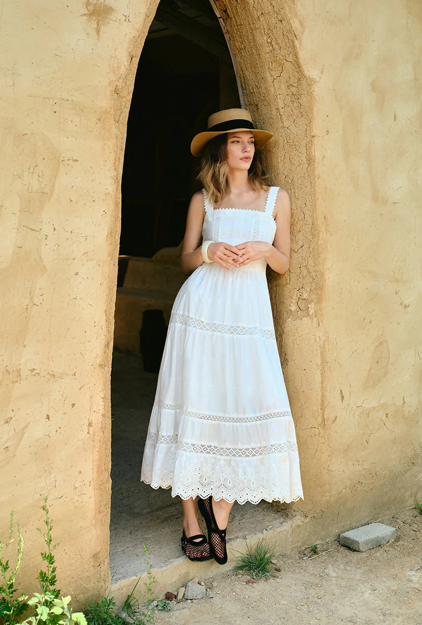 Clarabel Cotton Midi Dress - White - Image 10