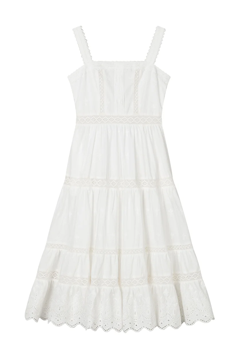 Clarabel Cotton Midi Dress - White - Image 12