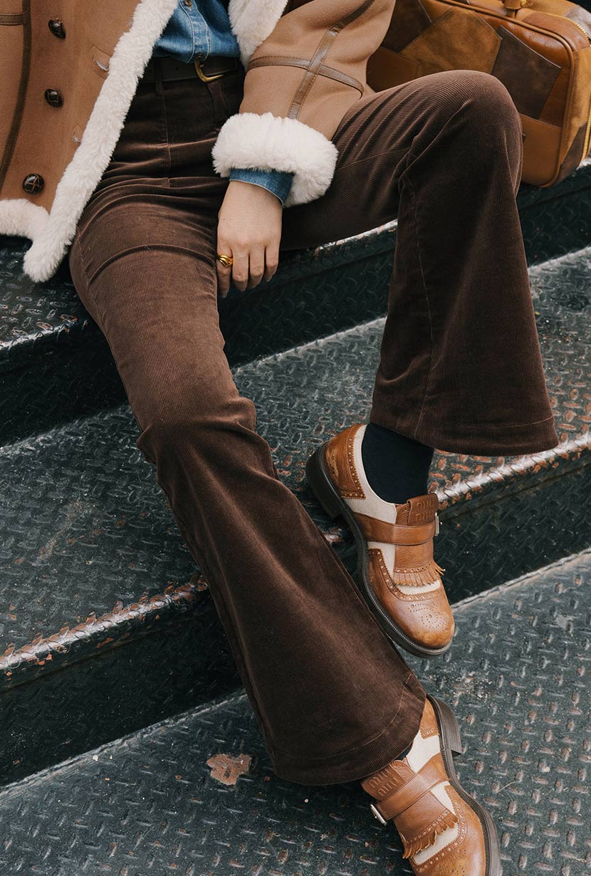Cody Corduroy Flared Pants - Brown - Image 6