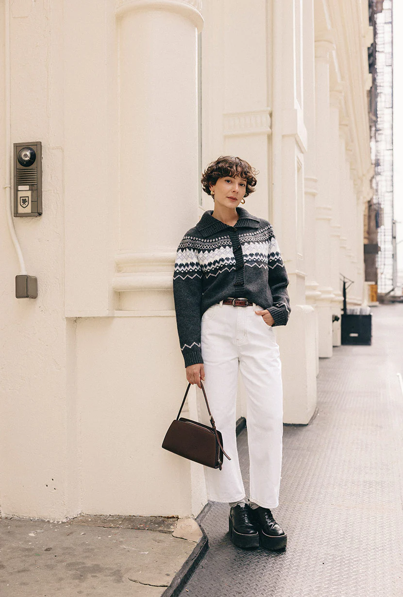 Cohen Fair Isle Wool Cardigan - Charcoal - Image 5