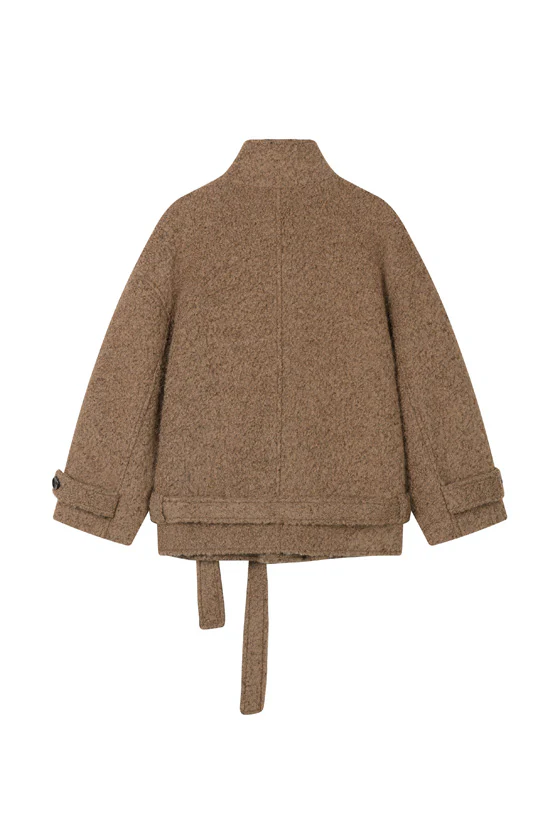 Cole Oversized Wool Short Coat - Brown - Image 7
