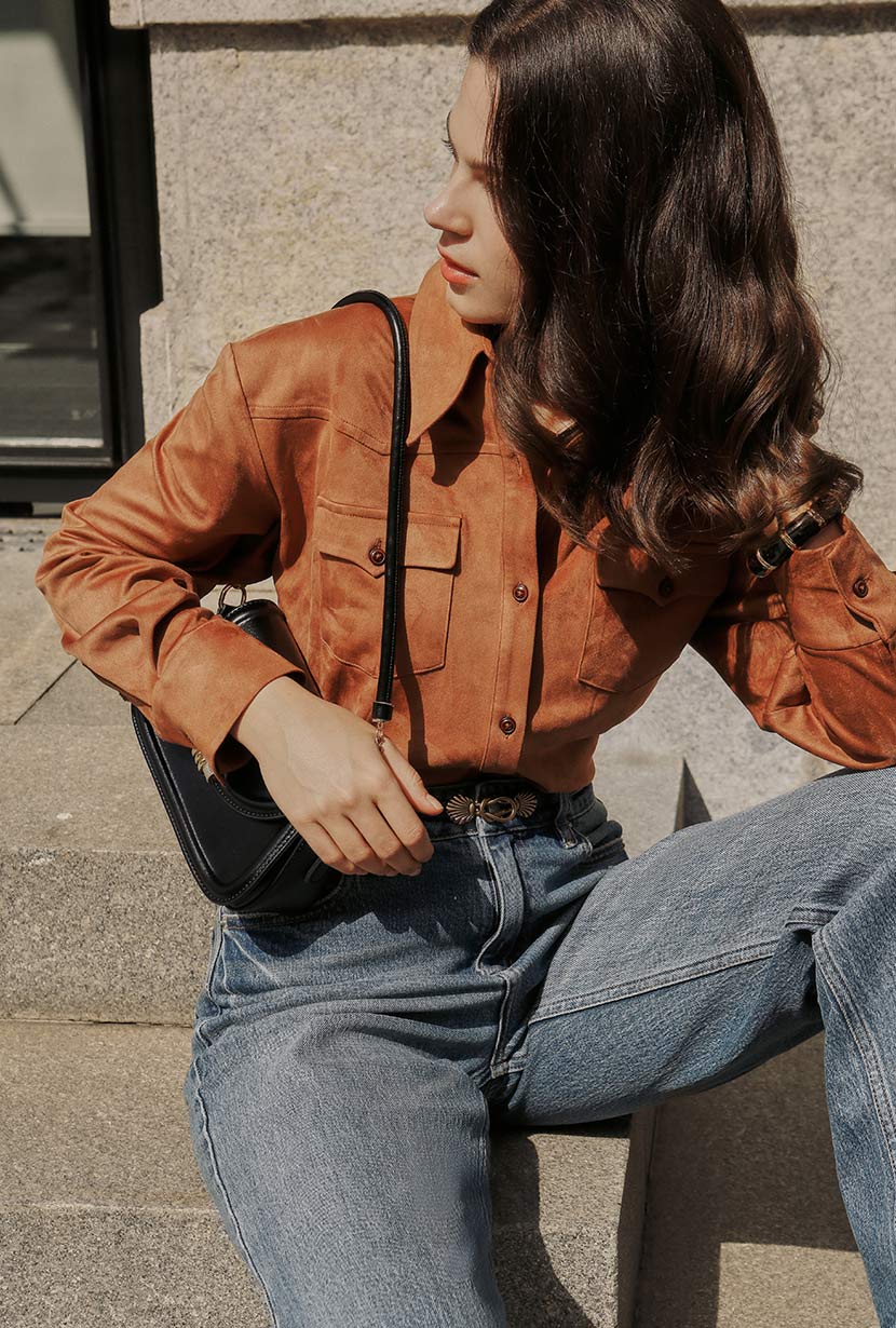 Coleen Suede Shirt - Brown - Image 5